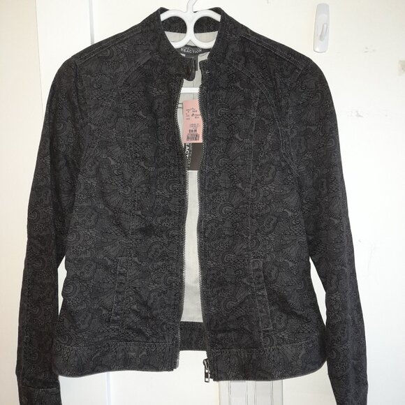 Lace Print Jacket Grey NWT Size Medium Kenneth Cole Reaction - Picture 1 of 16